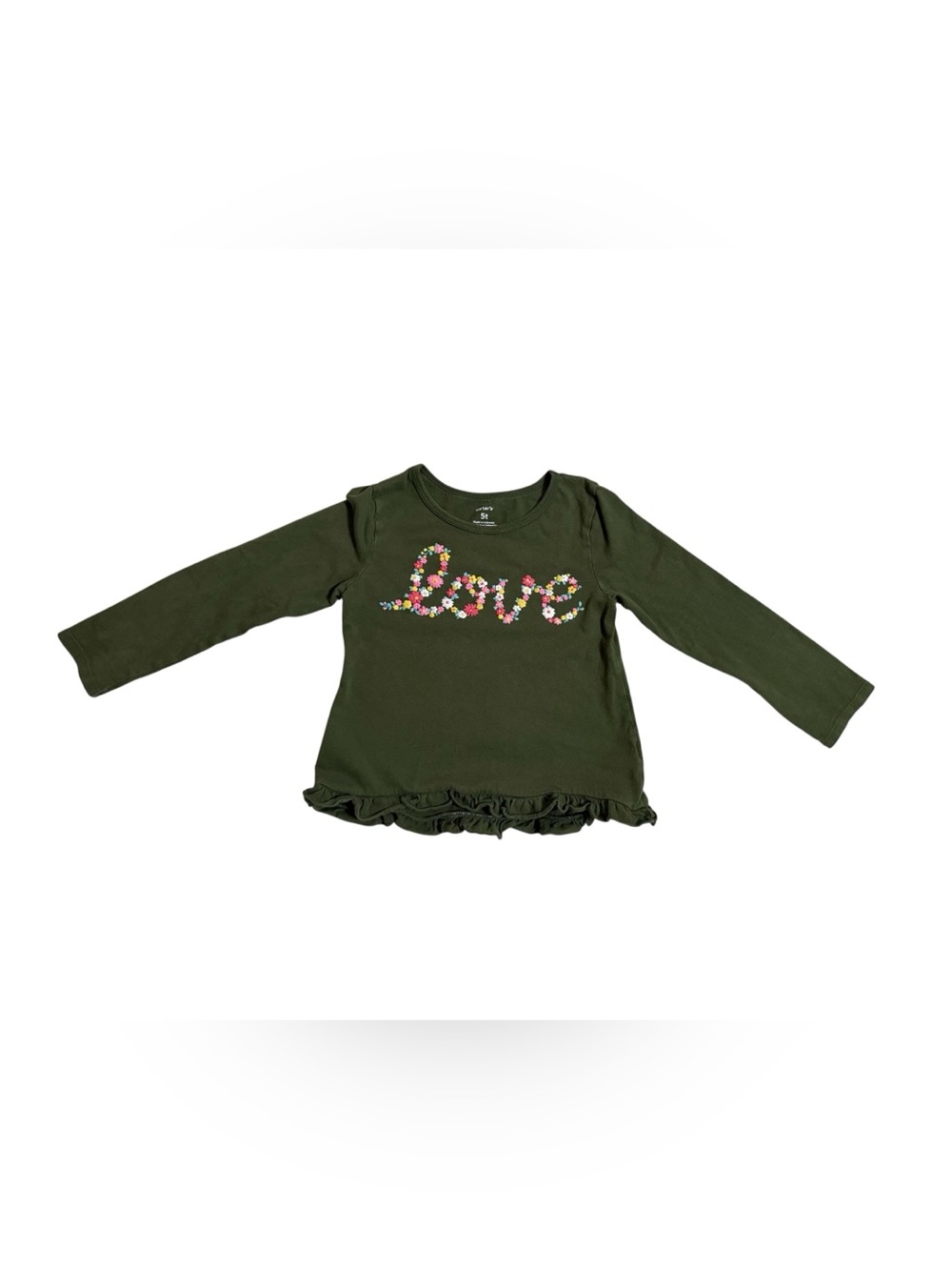 DAMAGED Carter’s Love Floral Green Long Sleeve Size 5T AS IS (READ)